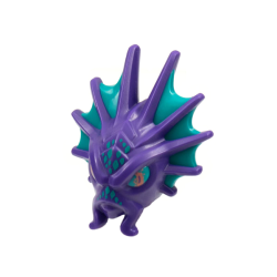 Minifigure, Head, Modified Fish Monster, Large Fin Ears, Dark Turquoise Scales and Webbing Pattern