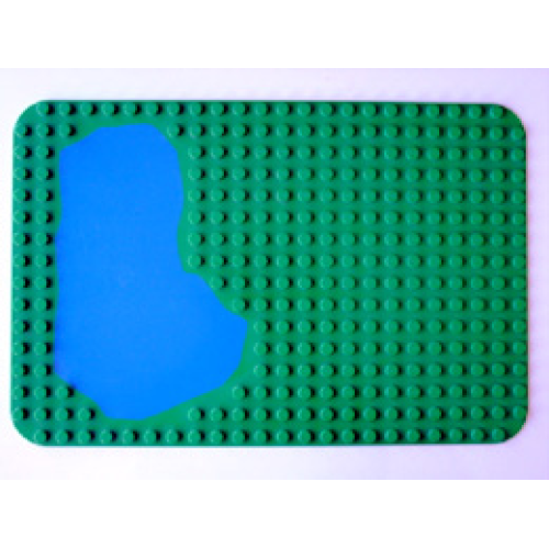 Деталь LEGO 2296pb01 Duplo, Baseplate 16 x 24 with Pond Pattern