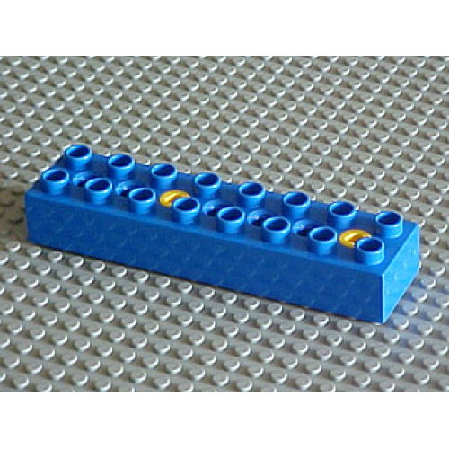 Деталь LEGO 31036c01 Duplo, Toolo Brick 2 x 8 with 2 Yellow Screws at Positions 1 and 5