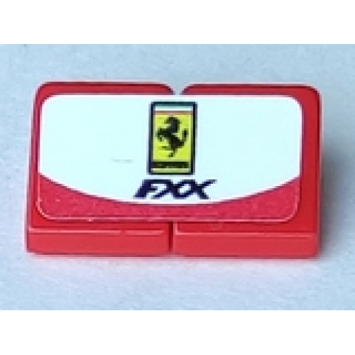 Деталь LEGO BA136pb06 Stickered Assembly 2 x 1 x 2/3 with Ferrari Logo and Black 'FXX' on White Curved Background Pattern (Sticker) - Set 8156 - 2 Slope 30 1 x 1 x 2/3