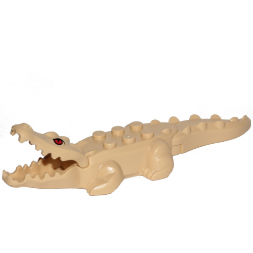 Деталь LEGO 18904c03pb01 Alligator / Crocodile with 20 Teeth with Red Eyes Pattern with Blue Technic, Pin 1/2