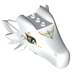 Dragon Head (Elves) Jaw Upper Large, 3 Studs on Top with Dark Azure Eyes, 2 Diamonds and Gold Tribal Pattern (Elandra) Dragon Head (Elves) Jaw Upper Large, 3 Studs on Top with Dark Azure Eyes, 2 Diamonds and Gold Tribal Pattern (Elandra)