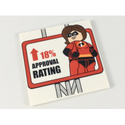 Tile 6 x 6 with Bottom Tubes with Mrs. Incredible, Arrow and '18% APPROVAL RATING' Sign Pattern