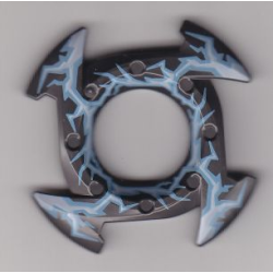 Ring 4 x 4 with 2 x 2 Hole and 4 Arrow Ends with Medium Blue and White Lightning Pattern (Ninjago Spinner Crown) Ring 4 x 4 with 2 x 2 Hole and 4 Arrow Ends with Medium Blue and White Lightning Pattern (Ninjago Spinner Crown)