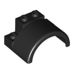 Vehicle, Mudguard 4 x 3 x 1 2/3 with Arch Round, Wide Cylinder - Black