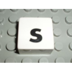 Duplo, Tile 2 x 2 x 1 with Black Lowercase Letter s Pattern