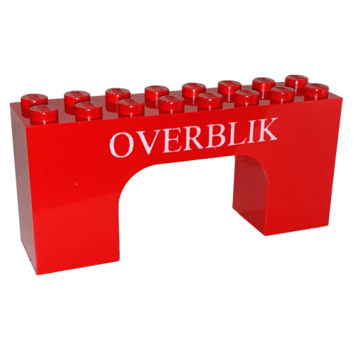 Деталь LEGO 4743pb05 Arch 2 x 8 x 3 with White 'OVERBLIK' Pattern