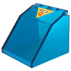 Windscreen 4 x 4 x 3 Canopy with Black 'R.E.S.' and Red 'Q' on Yellow Triangle Pattern (Sticker) - Sets 6445 / 6479 Windscreen 4 x 4 x 3 Canopy with Black 'R.E.S.' and Red 'Q' on Yellow Triangle Pattern (Sticker) - Sets 6445 / 6479