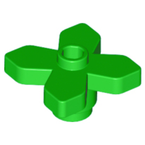 Деталь LEGO 4727 Plant Flower 2 x 2 Leaves - Angular - Bright Green