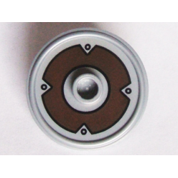 Minifigure, Shield Circular / Round Rimmed Face with Stud with Dark Brown Ring and 4 Rivets Pattern Minifigure, Shield Circular / Round Rimmed Face with Stud with Dark Brown Ring and 4 Rivets Pattern