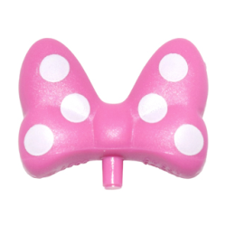 Minifigure, Bow Large with Small Pin with White Polka Dots on Front and Back Pattern