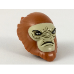 Minifigure, Head, Modified Hylobon with Tan Face and Closed Mouth Frown Pattern