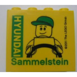 Brick 2 x 4 x 3 with HYUNDAI Sammelstein 2011 Green Pattern