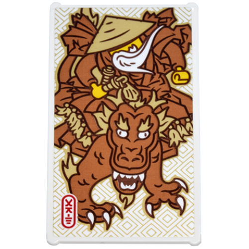 Деталь LEGO 57895pb126 Glass for Window 1 x 4 x 6 with Sensei Wu Riding Medium Nougat and Tan Dragon and Red Ninjago Logogram 'ART' Pattern (Sticker) - Set 71799