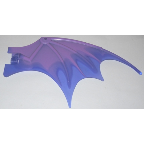 Деталь LEGO 51342pb09 Dragon Wing 19 x 11 with Bar Hole and 2 Pin Holes with Marbled Trans-Purple Trailing Edge Pattern