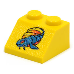 Slope 45 2 x 2 with SW Blue Segmented Fish Pattern