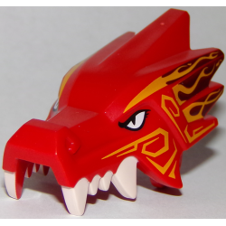 Dragon Head (Ninjago) Jaw Upper with Four White Teeth per Side with White Eyes and Bright Light Orange and Dark Red Markings Pattern Dragon Head (Ninjago) Jaw Upper with Four White Teeth per Side with White Eyes and Bright Light Orange and Dark Red Markings Pattern