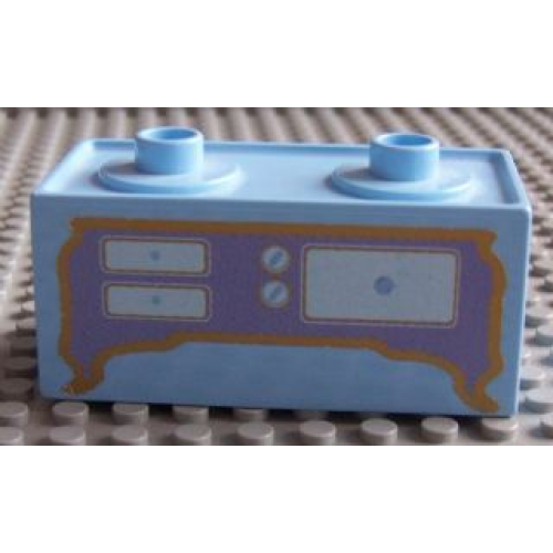 Деталь LEGO 4907pb03 Duplo, Furniture Oven Range with 2 Top Studs and Stove Pattern (Sticker) - Set 4820