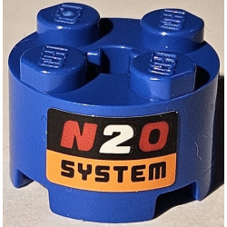 Brick, Round 2 x 2 with Axle Hole with 'N2O SYSTEM' Pattern (Sticker) - Set 42111