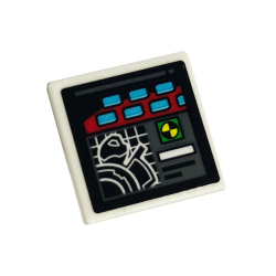 Road Sign 2 x 2 Square with Open O Clip with Monitor with Radioactive Symbol and Blue Buttons Pattern (Sticker) - Set 75932