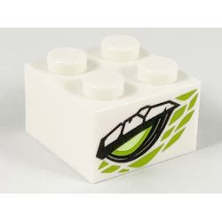 Brick 2 x 2 with Lime and Yellowish Green Dragon Eye, Lime Scales Pattern on Two Sides Brick 2 x 2 with Lime and Yellowish Green Dragon Eye, Lime Scales Pattern on Two Sides