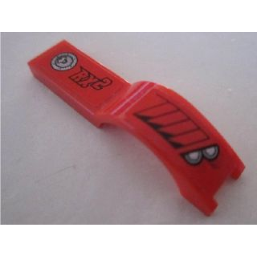 Деталь LEGO 50947pb016R Vehicle, Mudguard 1 x 4 1/2 with Headlights and 'RX 2' Pattern Model Right Side (Stickers) - Set 8495