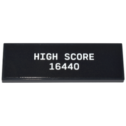 Tile 2 x 6 with White 'HIGH SCORE 16440' Pattern (Sticker) - Set 10323
