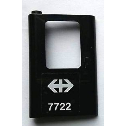 Деталь LEGO 4181pb040 Door 1 x 4 x 5 Train Left, Thin Support at Bottom with White Double Arrow (Swiss Federal Railways) and '7722' Pattern (Sticker) - Set 7722