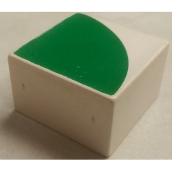 Duplo, Tile 2 x 2 x 1 with Flat Sides with Shape Green Quarter Circle Pattern Duplo, Tile 2 x 2 x 1 with Flat Sides with Shape Green Quarter Circle Pattern