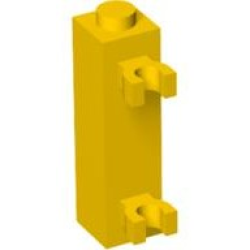 Brick, Modified 1 x 1 x 3 with 2 Clips Vertical (Undetermined Type) - Yellow Brick, Modified 1 x 1 x 3 with 2 Clips Vertical (Undetermined Type) - Yellow
