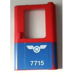 Door 1 x 4 x 5 Train Right, Thin Support at Bottom with Blue Bottom Half and White Finnish Train Logo and '7715' Pattern (Sticker) - Set 7715 Door 1 x 4 x 5 Train Right, Thin Support at Bottom with Blue Bottom Half and White Finnish Train Logo and '7715' Pattern (Sticker) - Set 7715