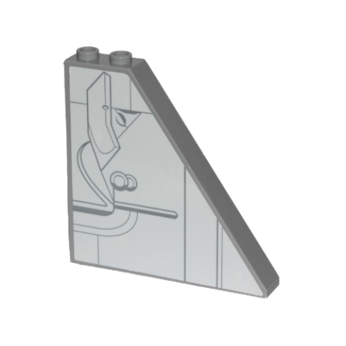 Деталь LEGO 30249pb05 Slope 55 6 x 1 x 5 without Bottom Stud Holders with SW Cloud City Gray Lines and Panels Wall Ornament Pattern (Sticker) - Set 75222