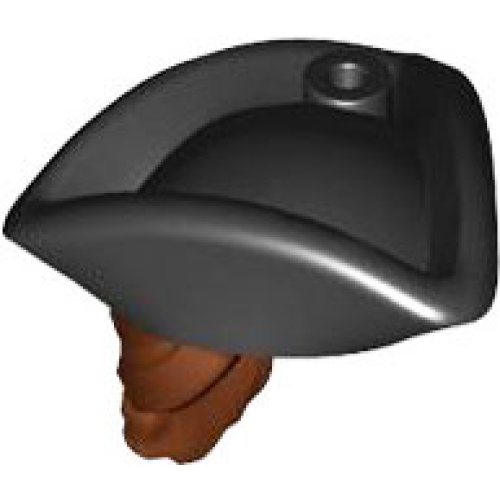 Деталь LEGO 67043pb01 Minifigure, Hair Combo, Hair with Hat, Long Hair with Ponytail and Molded Black Pirate Tricorne Hat Pattern