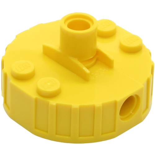 Деталь LEGO 65209c01 Magnet Brick, Round 4 x 4 x 2 with 3 Pin Holes