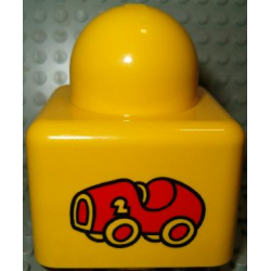 Primo Brick 1 x 1 with Red Roadster Car Pattern Primo Brick 1 x 1 with Red Roadster Car Pattern