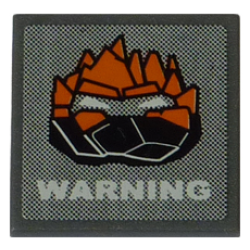Road Sign 2 x 2 Square with Clip with Rock Monster Head and 'WARNING' Pattern (Sticker) - Set 8191