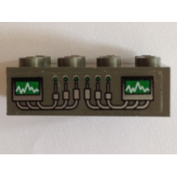 Brick 2 x 4 with Graphs and Wires Pattern (Sticker) - Set 4851