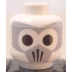 Minifigure, Head Alien with Gray Mask and Black Eyes Pattern (Firebender)