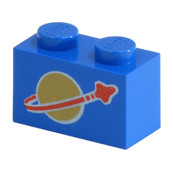 Brick 1 x 2 with Classic Space Logo Pattern - Blue Brick 1 x 2 with Classic Space Logo Pattern - Blue