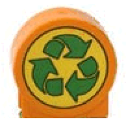 Duplo, Brick 1 x 2 x 2 Round Top with Green Recycling Arrows on Yellow Background Pattern Duplo, Brick 1 x 2 x 2 Round Top with Green Recycling Arrows on Yellow Background Pattern