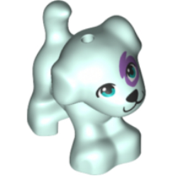 Dog, Friends Style, Puppy, Standing with Dark Azure Eyes, Black Nose and Mouth, Medium Lavender Patch Pattern - Light Aqua Dog, Friends Style, Puppy, Standing with Dark Azure Eyes, Black Nose and Mouth, Medium Lavender Patch Pattern - Light Aqua