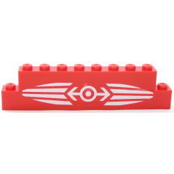 Stickered Assembly 10 x 1 x 2 with White Train Logo between Stripes Pattern (Sticker) - Set 10128 - 1 Brick 1 x 10, 1 Brick 1 x 8 Stickered Assembly 10 x 1 x 2 with White Train Logo between Stripes Pattern (Sticker) - Set 10128 - 1 Brick 1 x 10, 1 Brick 1 x 8