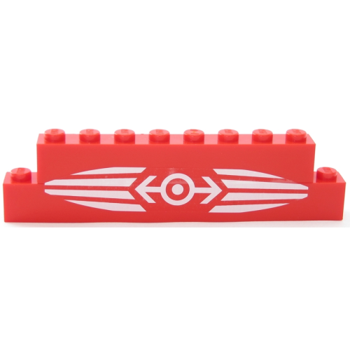 Деталь LEGO BA086pb01 Stickered Assembly 10 x 1 x 2 with White Train Logo between Stripes Pattern (Sticker) - Set 10128 - 1 Brick 1 x 10, 1 Brick 1 x 8