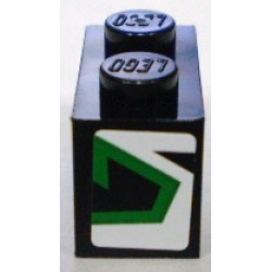 Brick 1 x 2 with Green and Black Pattern on EndModel Left Side (Sticker) - Set 8898 Brick 1 x 2 with Green and Black Pattern on EndModel Left Side (Sticker) - Set 8898