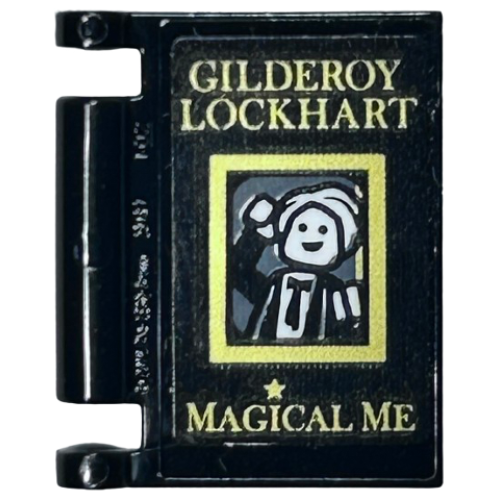 Деталь LEGO 24093pb039 Minifigure, Utensil Book Cover with Gold 'GILDEROY LOCKHART' and 'MAGICAL ME', Minifigure in Frame Pattern (Sticker) - Set 75978