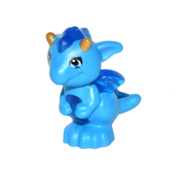 Dragon, Elves, Baby with Molded Trans-Dark Blue Stomach, Spines, and Wings and Printed Gold Horns Pattern (Rayne) Dragon, Elves, Baby with Molded Trans-Dark Blue Stomach, Spines, and Wings and Printed Gold Horns Pattern (Rayne)