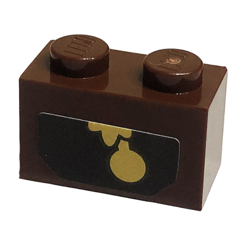 Деталь LEGO 3004pb263 Brick 1 x 2 with Gold Clock Pendulum (Cogsworth) Pattern (Sticker) - Set 43196