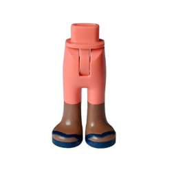 Mini Doll Hips and Trousers with Back Pockets with Molded Medium Brown Lower Legs / Boots and Printed Dark Blue Sandals Pattern - Thin Hinge