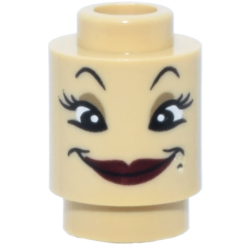 Brick, Round 1 x 1 with Black Eyebrows, Eyes with Eyelashes, Dark Tan Eye Shadow, Dark Red Lips, Beauty Mark, Wide Grin Pattern (Fifi (Babette) Face) Brick, Round 1 x 1 with Black Eyebrows, Eyes with Eyelashes, Dark Tan Eye Shadow, Dark Red Lips, Beauty Mark, Wide Grin Pattern (Fifi (Babette) Face)