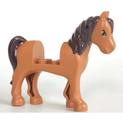 Horse, Friends Style with 2 x 2 Cutout with Dark Tan Eyes, Dark Brown Mane and Tail Pattern